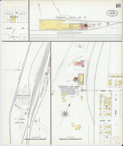Sanborn Fire Insurance Map from Cairo, Alexander County, Illinois (1901), Sheet #0018 - Historic Sanborn Fire Insurance Map Print, vintage old map wall art, antique decor, genealogy gift, Illinois Illinois map