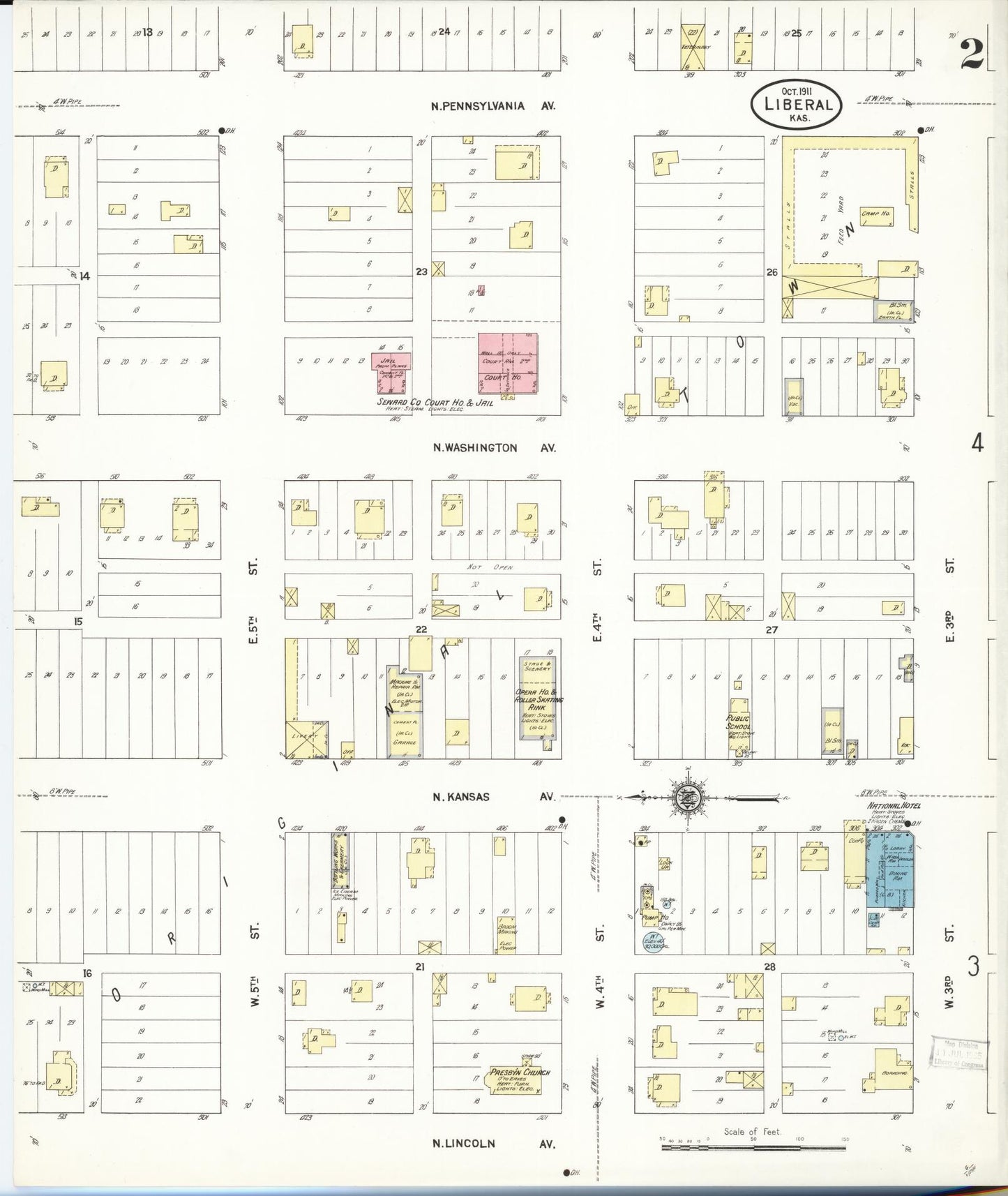 Sanborn Fire Insurance Map from Liberal, Seward County, Kansas (1911), Sheet #0002 - Historic Sanborn Fire Insurance Map Print, vintage old map wall art, antique decor, genealogy gift, Kansas Kansas map