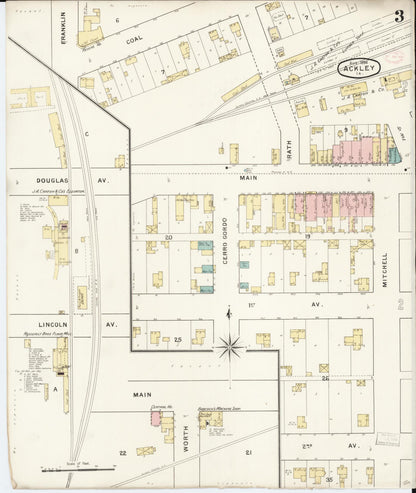 Sanborn Fire Insurance Map from Ackley, Hardin and Franklin Counties, Iowa (1894), Sheet #0003 - Historic Sanborn Fire Insurance Map Print