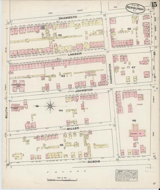 Sanborn Fire Insurance Map from Newburgh, Orange County, New York (1884), Sheet #0015 - Historic Sanborn Fire Insurance Map Print, vintage old map wall art, antique decor, genealogy gift, New York New York map