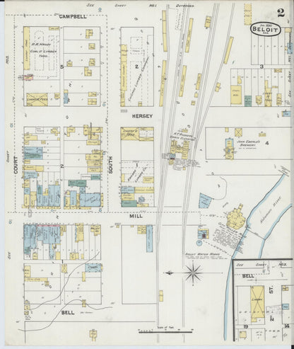 Sanborn Fire Insurance Map from Beloit, Mitchell County, Kansas (1890), Sheet #0002 - Complete Map Set gallery image, historic Sanborn map, vintage wall art, Kansas Kansas
