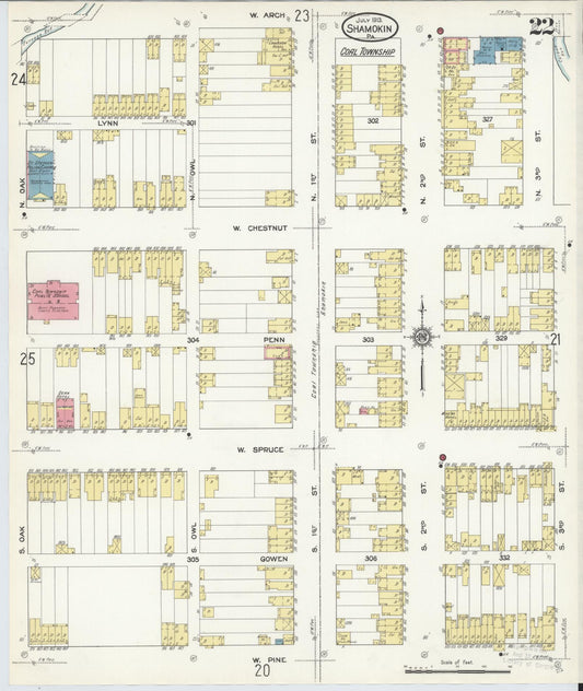 Sanborn Fire Insurance Map from Shamokin, Northumberland County, Pennsylvania (1913), Sheet #0022 - Historic Sanborn Fire Insurance Map Print, vintage old map wall art, antique decor, genealogy gift, Pennsylvania Pennsylvania map