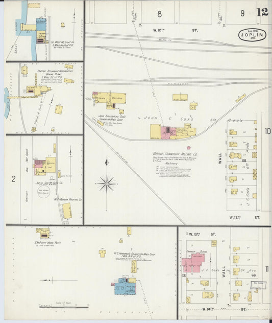 Sanborn Fire Insurance Map from Joplin, Jasper County, Missouri (1896), Sheet #0012 - Historic Sanborn Fire Insurance Map Print, vintage old map wall art, antique decor, genealogy gift, Missouri Missouri map
