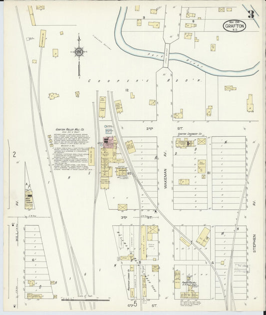 Sanborn Fire Insurance Map from Grafton, Walsh County, North Dakota (1914), Sheet #0003 - Historic Sanborn Fire Insurance Map Print, vintage old map wall art, antique decor, genealogy gift, North Dakota North Dakota map