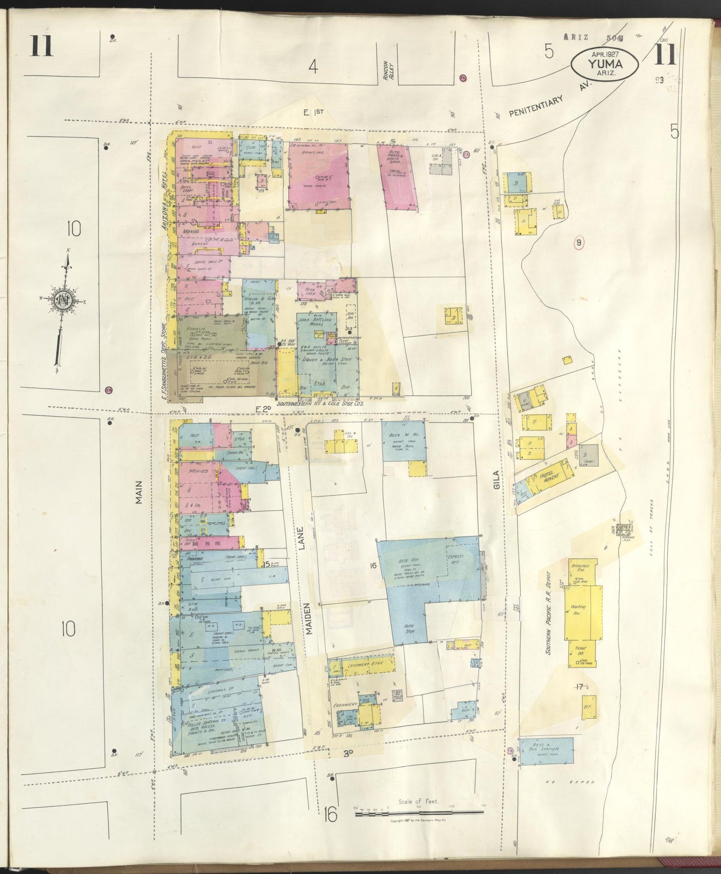 Sanborn Fire Insurance Map from Yuma, Yuma County, Arizona (1948), Sheet #0011 - Complete Map Set gallery image, historic Sanborn map, vintage wall art, Arizona Arizona