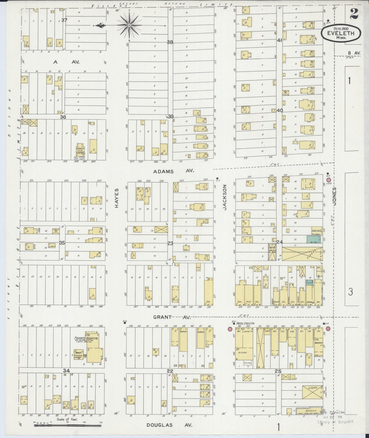 Sanborn Fire Insurance Map from Eveleth, Saint Louis County, Minnesota (1900), Sheet #0002 - Historic Sanborn Fire Insurance Map Print, vintage old map wall art, antique decor, genealogy gift, Minnesota Minnesota map