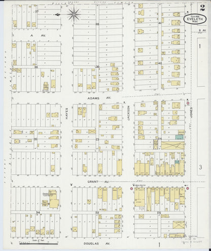 Sanborn Fire Insurance Map from Eveleth, Saint Louis County, Minnesota (1900), Sheet #0002 - Historic Sanborn Fire Insurance Map Print, vintage old map wall art, antique decor, genealogy gift, Minnesota Minnesota map