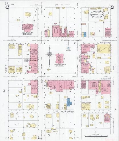 Sanborn Fire Insurance Map from Grant City, Worth County, Missouri (1928), Sheet #0002 - Historic Sanborn Fire Insurance Map Print, vintage old map wall art, antique decor, genealogy gift, Missouri Missouri map