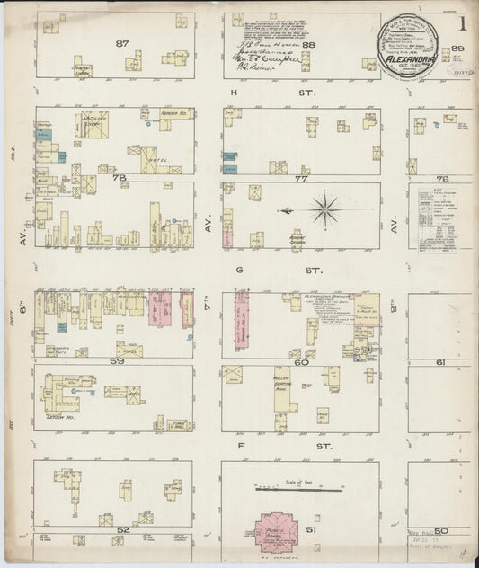 Sanborn Fire Insurance Map from Alexandria, Douglas County, Minnesota (1885), Sheet #0001 - Complete Map Set gallery image, historic Sanborn map, vintage wall art, Minnesota Minnesota