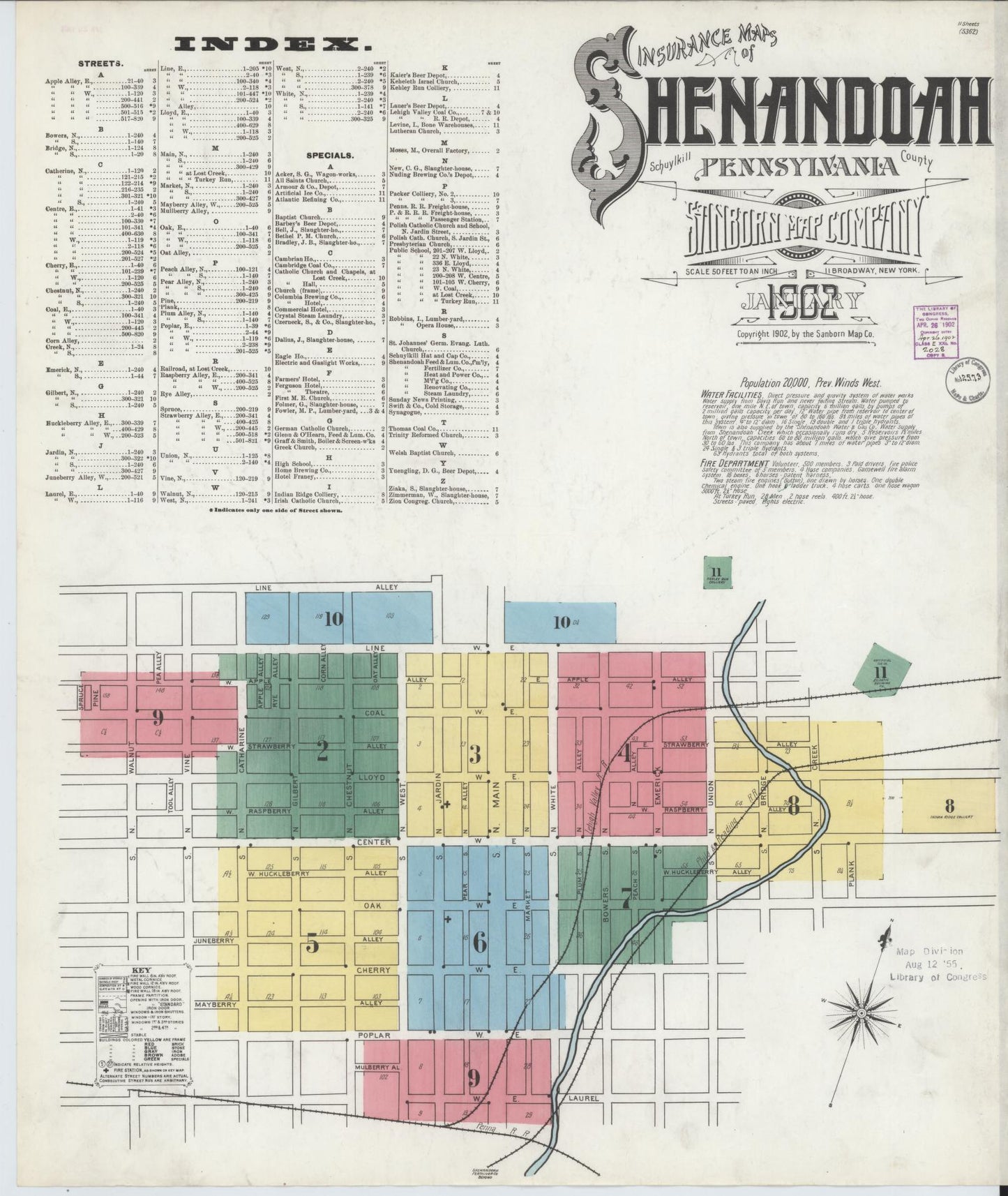 Sanborn Fire Insurance Map from Shenandoah, Schuylkill County, Pennsylvania (1902), Sheet #0001 - Complete Map Set gallery image, historic Sanborn map, vintage wall art, Pennsylvania Pennsylvania