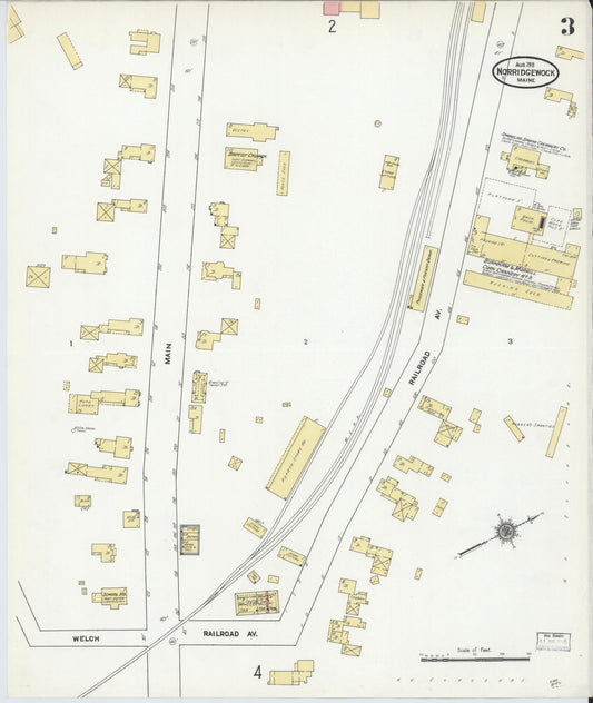 Sanborn Fire Insurance Map from Norridgewock, Somerset County, Maine (1911), Sheet #0003 - Historic Sanborn Fire Insurance Map Print, vintage old map wall art, antique decor, genealogy gift, Maine Maine map