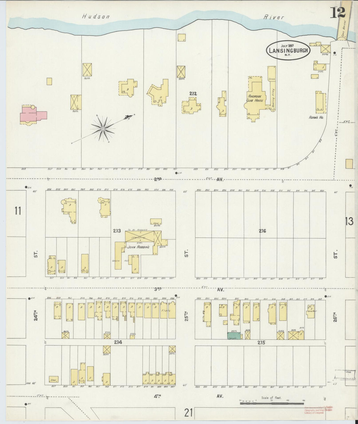 Sanborn Fire Insurance Map from Lansingburg, Rensselaer County, New York (1897), Sheet #0012 - Historic Sanborn Fire Insurance Map Print, vintage old map wall art, antique decor, genealogy gift, New York New York map