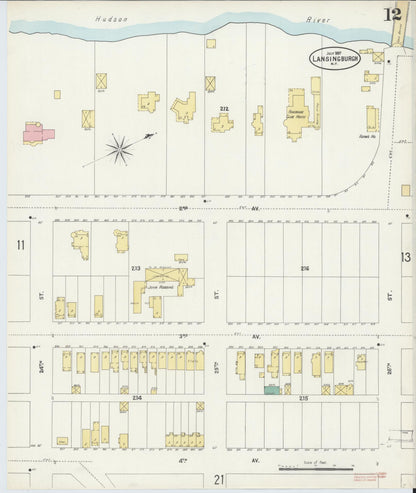 Sanborn Fire Insurance Map from Lansingburg, Rensselaer County, New York (1897), Sheet #0012 - Historic Sanborn Fire Insurance Map Print, vintage old map wall art, antique decor, genealogy gift, New York New York map