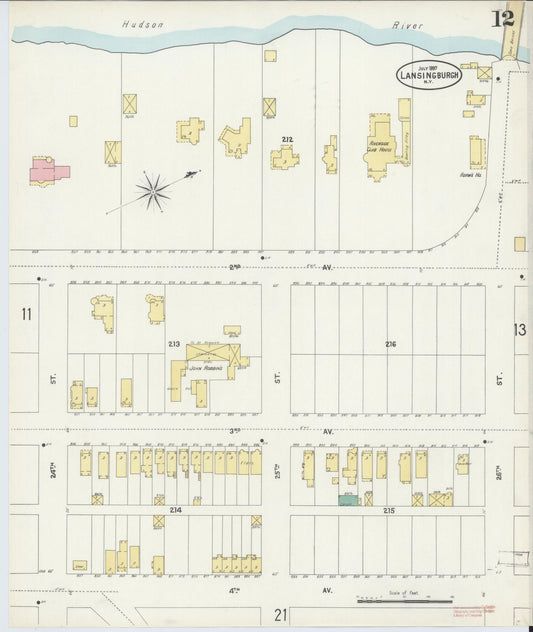 Sanborn Fire Insurance Map from Lansingburg, Rensselaer County, New York (1897), Sheet #0012 - Historic Sanborn Fire Insurance Map Print, vintage old map wall art, antique decor, genealogy gift, New York New York map