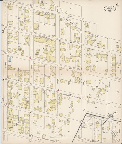Sanborn Fire Insurance Map from Juneau, Juneau Census Division, Alaska (1914), Sheet #0004 - Complete Map Set gallery image, historic Sanborn map, vintage wall art, Alaska Alaska