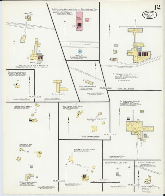Sanborn Fire Insurance Map from Victor, Teller County, Colorado (1908), Sheet #0012 - Historic Sanborn Fire Insurance Map Print, vintage old map wall art, antique decor, genealogy gift, Colorado Colorado map