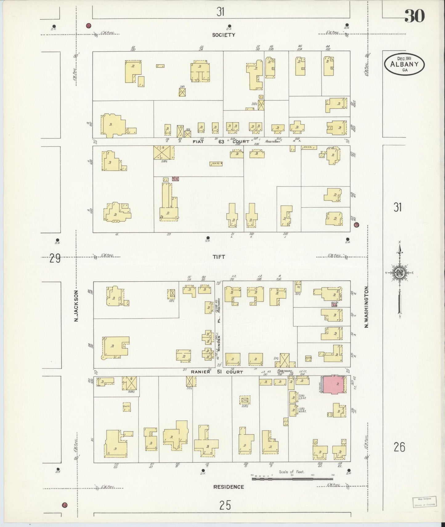 Sanborn Fire Insurance Map from Albany, Dougherty County, Georgia (1911), Sheet #0030 - Historic Sanborn Fire Insurance Map Print, vintage old map wall art, antique decor, genealogy gift, Georgia Georgia map