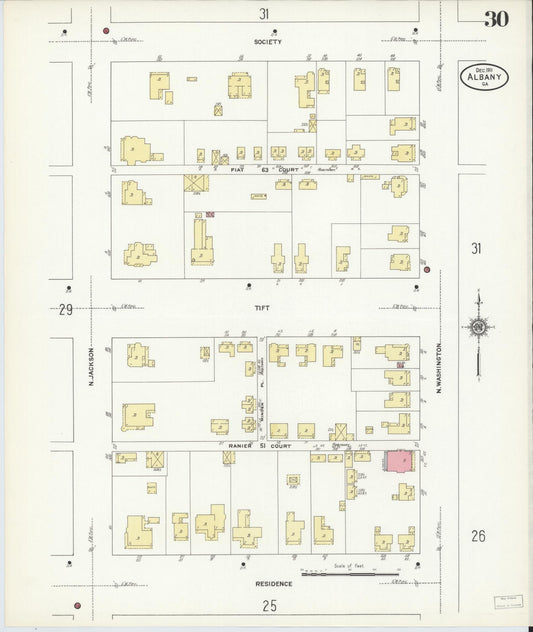 Sanborn Fire Insurance Map from Albany, Dougherty County, Georgia (1911), Sheet #0030 - Historic Sanborn Fire Insurance Map Print, vintage old map wall art, antique decor, genealogy gift, Georgia Georgia map