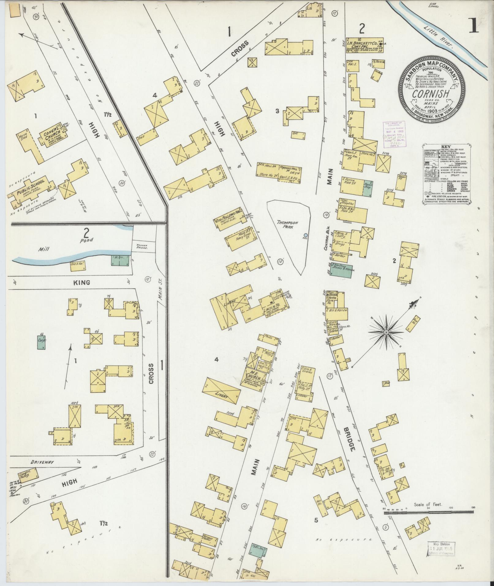 Sanborn Fire Insurance Map from Cornish, York County, Maine. (1903) – Historic Sanborn Fire Insurance Map Print