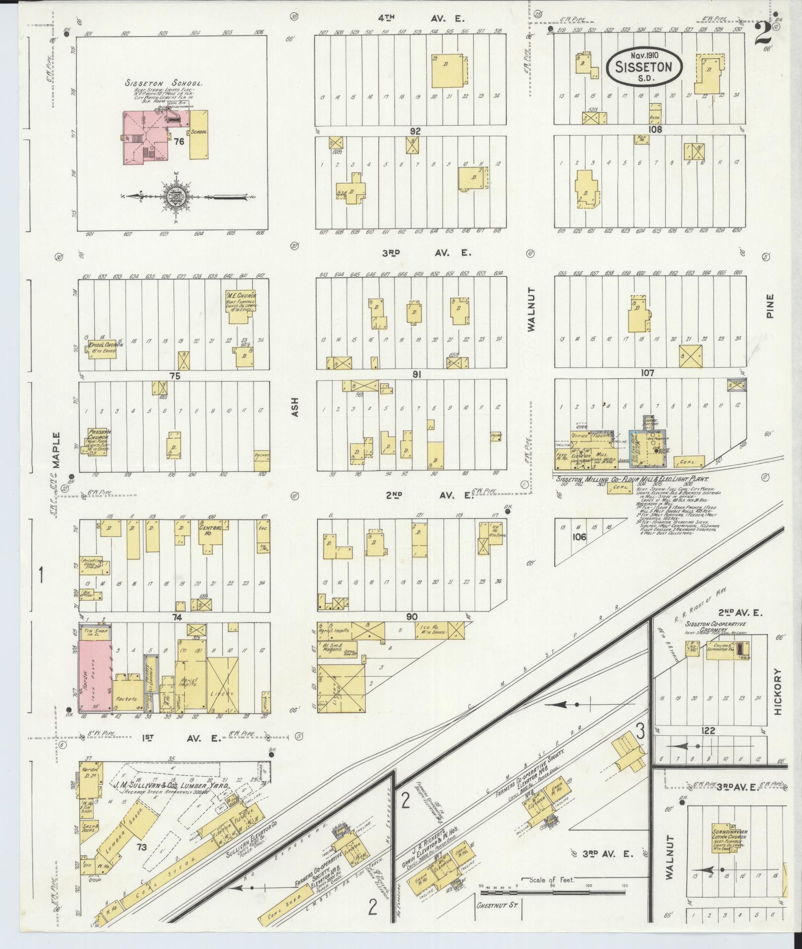 Sanborn Fire Insurance Map from Sisseton, Roberts County, South Dakota (1910), Sheet #0002 - Complete Map Set gallery image, historic Sanborn map, vintage wall art, South Dakota South Dakota