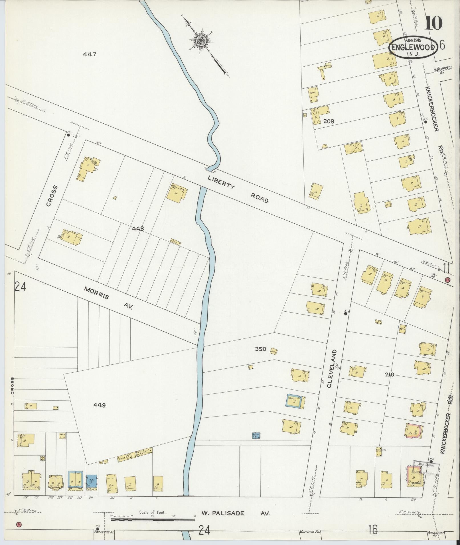 Sanborn Fire Insurance Map from Englewood, Bergen County, New Jersey (1915), Sheet #0010 - Complete Map Set gallery image, historic Sanborn map, vintage wall art, New Jersey New Jersey