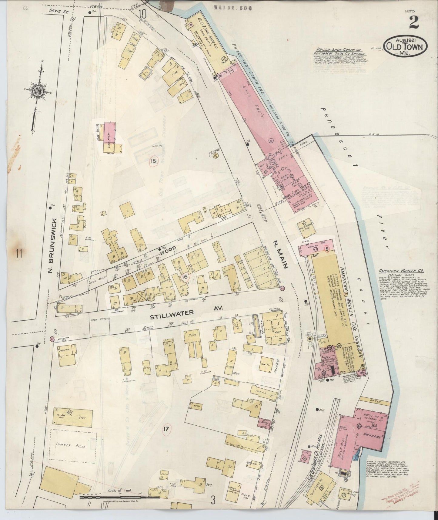 Sanborn Fire Insurance Map from Old Town, Penobscot County, Maine (1948), Sheet #0002 - Historic Sanborn Fire Insurance Map Print, vintage old map wall art, antique decor, genealogy gift, Maine Maine map