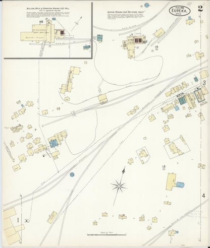 Sanborn Fire Insurance Map from Eureka, Juab County, Utah (1898), Sheet #0002 - Complete Map Set gallery image, historic Sanborn map, vintage wall art, Utah Utah