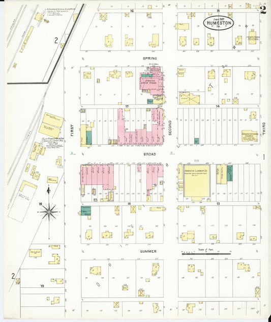Sanborn Fire Insurance Map from Humeston, Wayne County, Iowa (1907), Sheet #0002 - Historic Sanborn Fire Insurance Map Print, vintage old map wall art