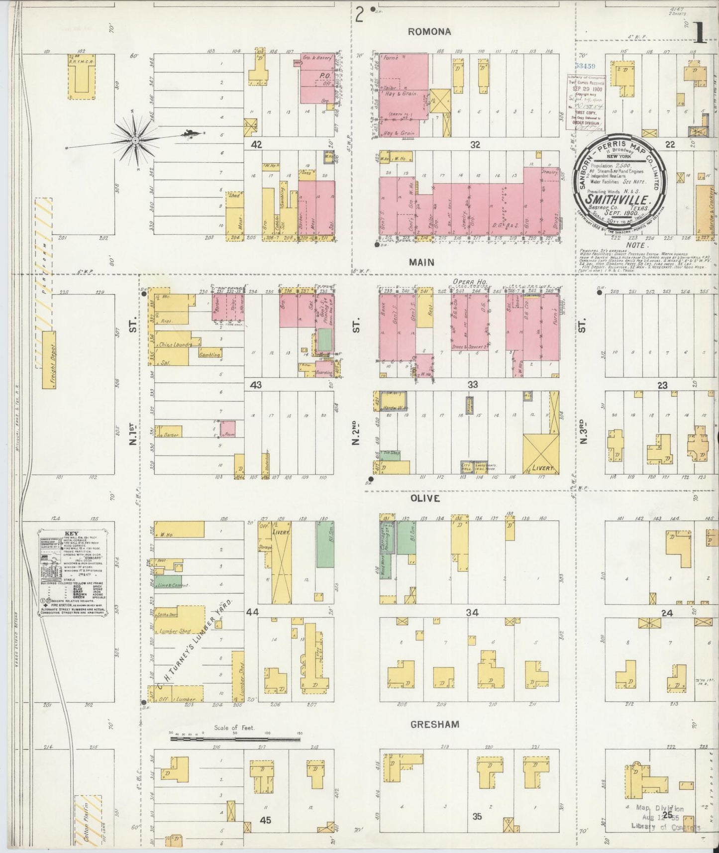 Sanborn Fire Insurance Map from Smithville, Bastrop County, Texas. (1900) – Historic Sanborn Fire Insurance Map Print