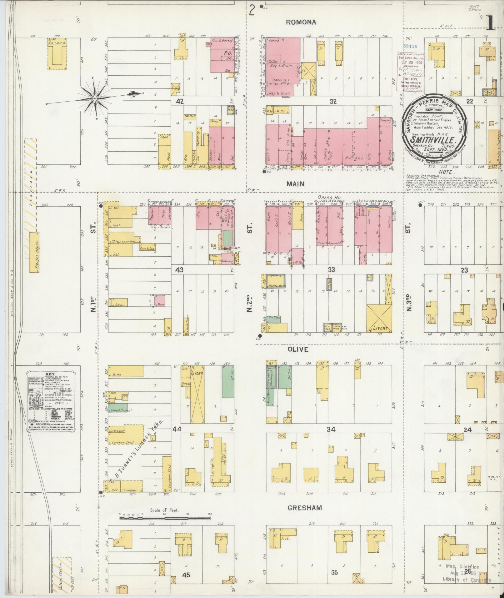 Sanborn Fire Insurance Map from Smithville, Bastrop County, Texas. (1900) – Historic Sanborn Fire Insurance Map Print