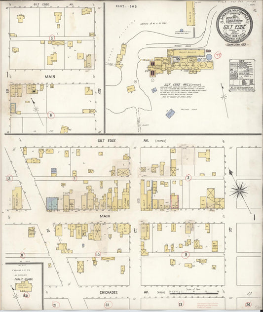 Sanborn Fire Insurance Map from Gilt Edge, Fergus County, Montana (1913), Sheet #0001 - Historic Sanborn Fire Insurance Map Print, vintage old map wall art, antique decor, genealogy gift, Montana Montana map