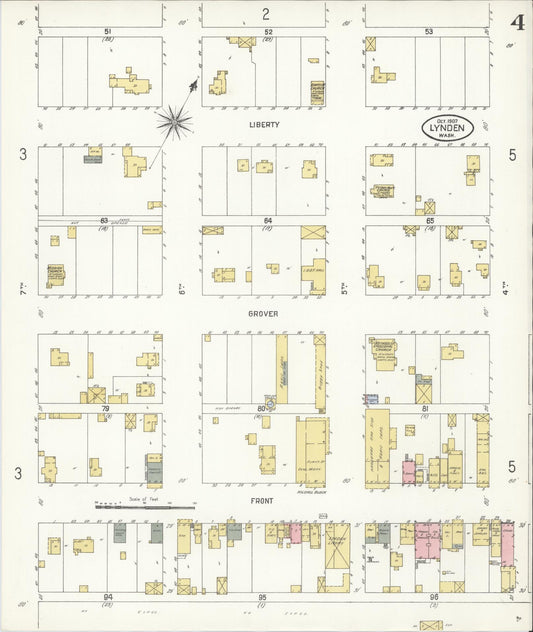 Sanborn Fire Insurance Map from Lynden, Whatcom County, Washington (1907), Sheet #0004 - Historic Sanborn Fire Insurance Map Print, vintage old map wall art, antique decor, genealogy gift, Washington Washington map