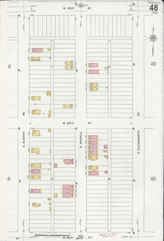 Sanborn Fire Insurance Map from Chicago, Cook County, Illinois (1920), Sheet #0048 - Historic Sanborn Fire Insurance Map Print, vintage old map wall art, antique decor, genealogy gift, Illinois Illinois map