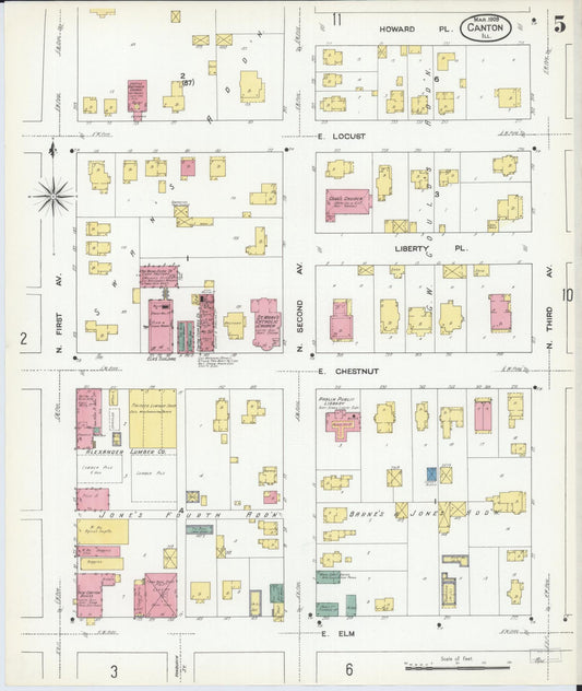 Sanborn Fire Insurance Map from Canton, Fulton County, Illinois (1909), Sheet #0005 - Historic Sanborn Fire Insurance Map Print, vintage old map wall art, antique decor, genealogy gift, Illinois Illinois map