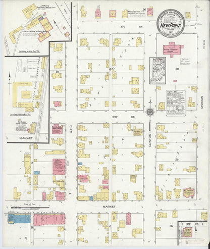 Sanborn Fire Insurance Map from New Paris, Elkhart County, Indiana (1917), Sheet #0001 - Historic Sanborn Fire Insurance Map Print, vintage old map wall art, antique decor, genealogy gift, Indiana Indiana map