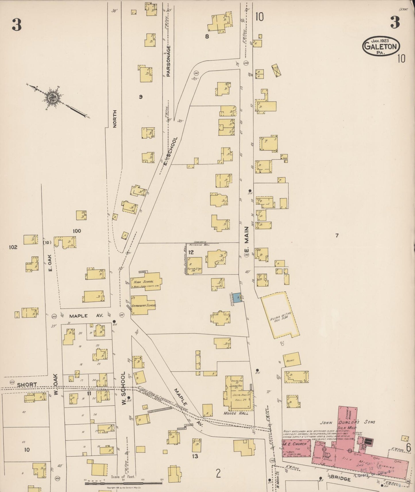 Sanborn Fire Insurance Map from Galeton, Potter County, Pennsylvania (1923), Sheet #0003 - Historic Sanborn Fire Insurance Map Print, vintage old map wall art, antique decor, genealogy gift, Pennsylvania Pennsylvania map