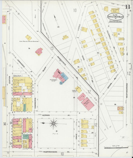 Sanborn Fire Insurance Map from Turtle Creek Valley, Allegheny County, Pennsylvania (1906), Sheet #0011 - Historic Sanborn Fire Insurance Map Print, vintage old map wall art, antique decor, genealogy gift, Pennsylvania Pennsylvania map