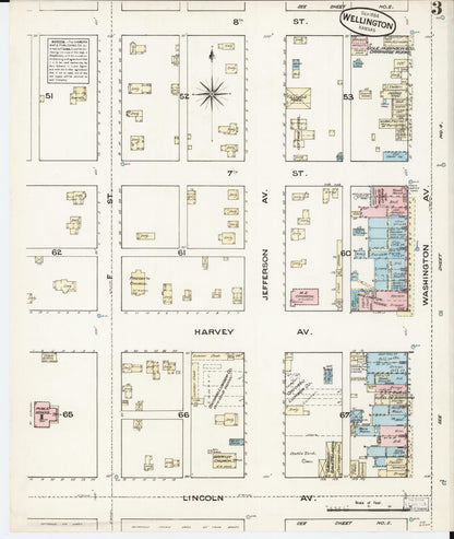 Sanborn Fire Insurance Map from Wellington, Sumner County, Kansas (1884), Sheet #0003 - Complete Map Set gallery image, historic Sanborn map, vintage wall art, Kansas Kansas