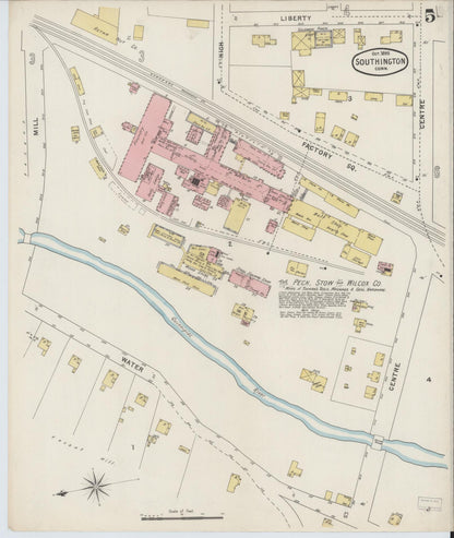 Sanborn Fire Insurance Map from Southington, Hartford County, Connecticut (1895), Sheet #0005 - Complete Map Set gallery image, historic Sanborn map, vintage wall art, Connecticut Connecticut