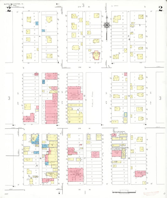 Sanborn Fire Insurance Map from Buffalo Center, Winnebago County, Iowa (1942), Sheet #0002 - Historic Sanborn Fire Insurance Map Print, vintage old map wall art