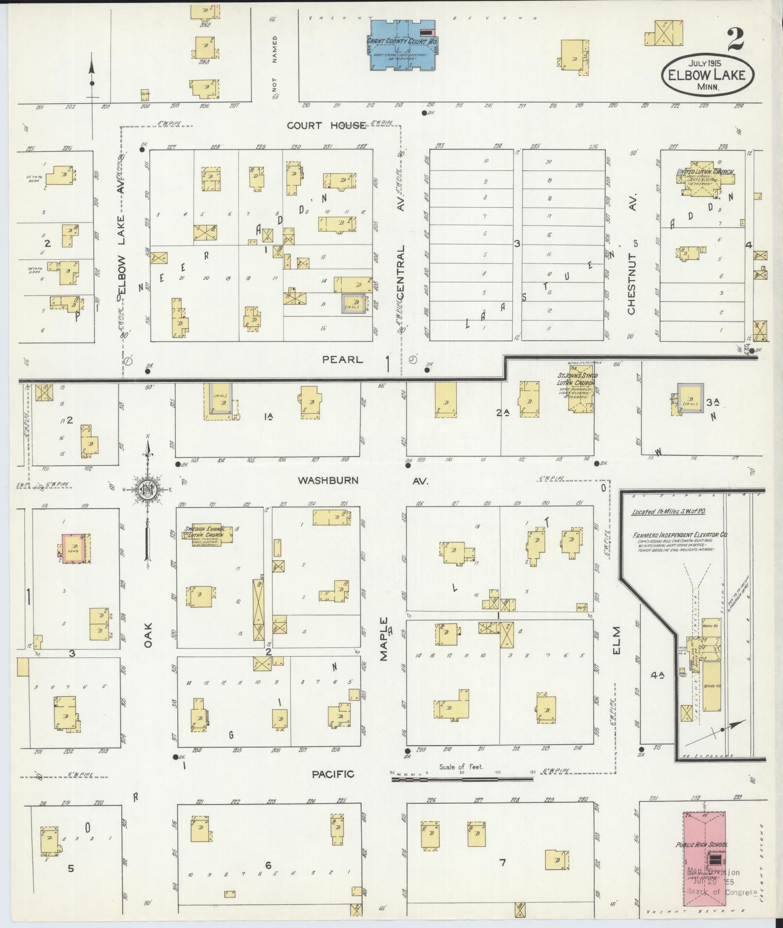 Sanborn Fire Insurance Map from Elbow Lake, Grant County, Minnesota (1915), Sheet #0002 - Complete Map Set gallery image, historic Sanborn map, vintage wall art, Minnesota Minnesota