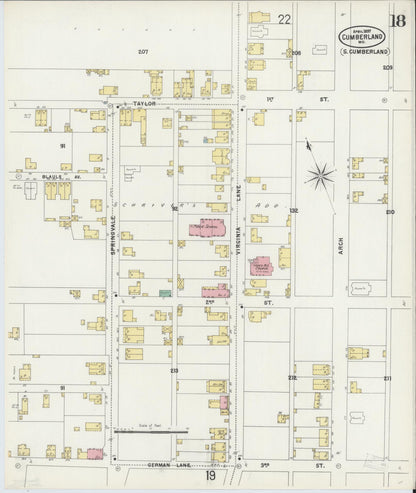 Sanborn Fire Insurance Map from Cumberland, Allegany County, Maryland (1897), Sheet #0018 - Complete Map Set gallery image, historic Sanborn map, vintage wall art, Maryland Maryland