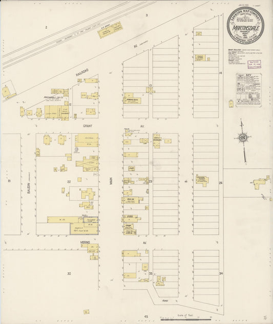 Sanborn Fire Insurance Map from Martinsdale, Meagher County, Montana (1916), Sheet #0001 - Historic Sanborn Fire Insurance Map Print, vintage old map wall art, antique decor, genealogy gift, Montana Montana map