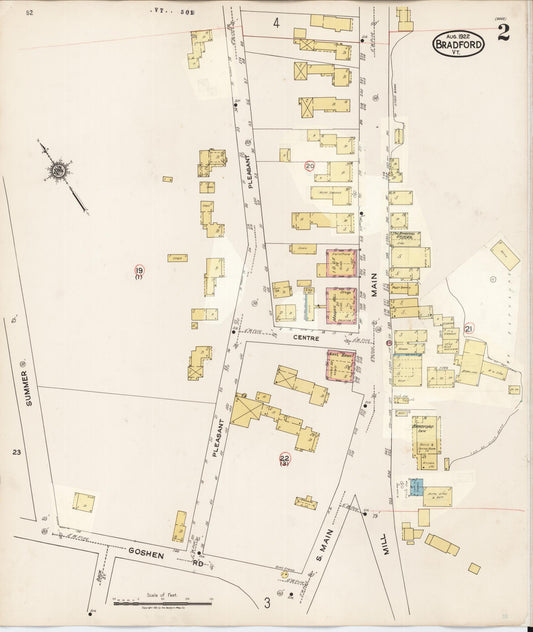 Sanborn Fire Insurance Map from Bradford, Orange County, Vermont (1942), Sheet #0002 - Historic Sanborn Fire Insurance Map Print, vintage old map wall art, antique decor, genealogy gift, Vermont Vermont map