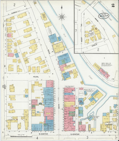 Sanborn Fire Insurance Map from Medina, Orleans County, New York (1904), Sheet #0002 - Historic Sanborn Fire Insurance Map Print, vintage old map wall art, antique decor, genealogy gift, New York New York map