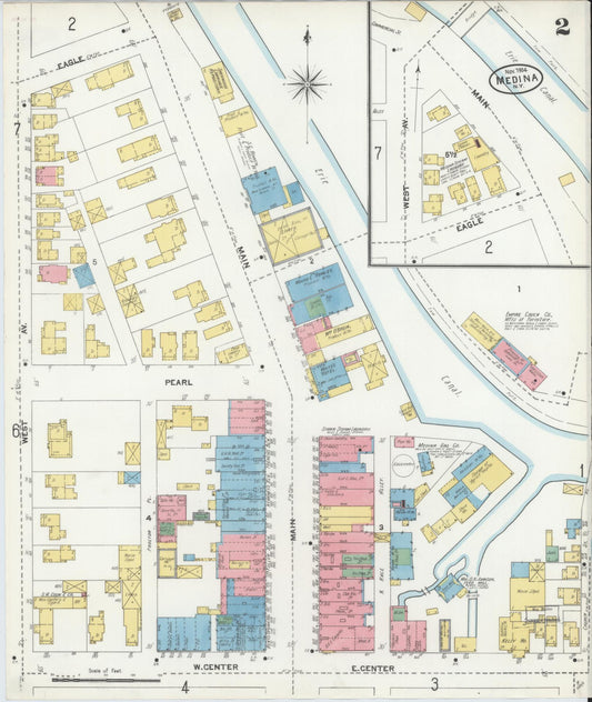 Sanborn Fire Insurance Map from Medina, Orleans County, New York (1904), Sheet #0002 - Historic Sanborn Fire Insurance Map Print, vintage old map wall art, antique decor, genealogy gift, New York New York map
