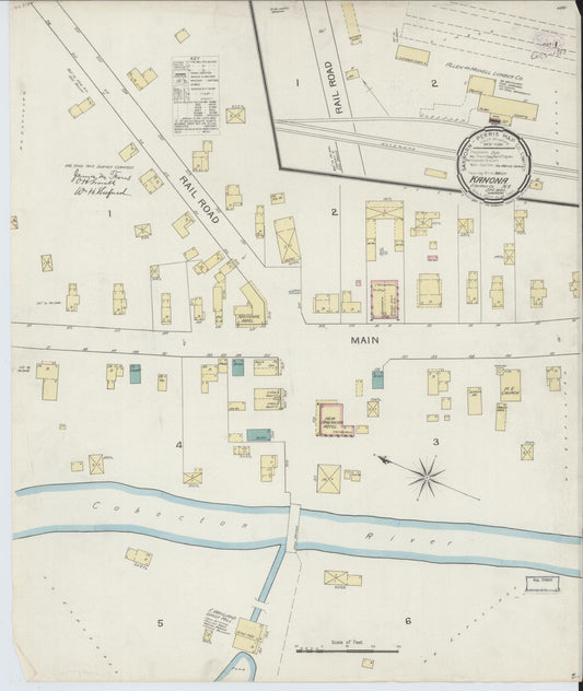 Sanborn Fire Insurance Map from Kanona, Steuben County, New York (1893), Sheet #0001 - Historic Sanborn Fire Insurance Map Print, vintage old map wall art, antique decor, genealogy gift, New York New York map