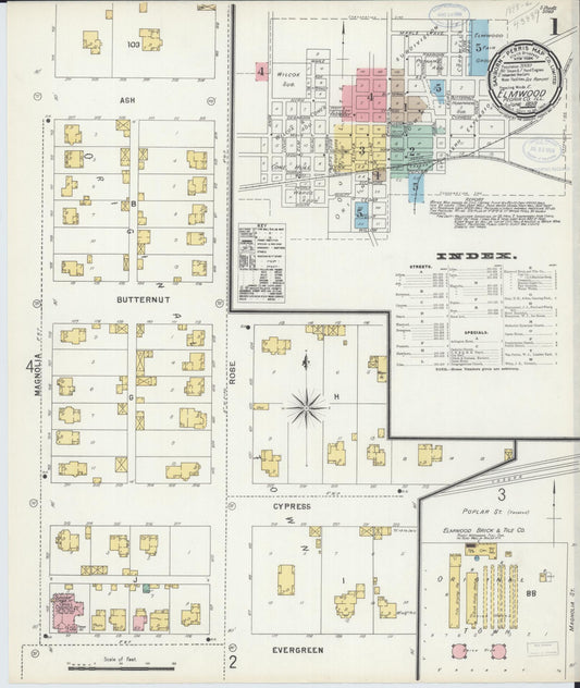Sanborn Fire Insurance Map from Elmwood, Peoria County, Illinois (1898), Sheet #0001 - Complete Map Set gallery image, historic Sanborn map, vintage wall art, Illinois Illinois