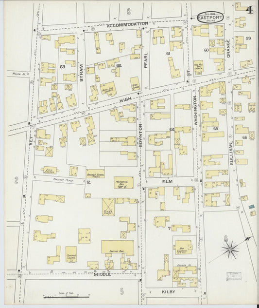 Sanborn Fire Insurance Map from Eastport, Washington County, Maine (1893), Sheet #0004 - Historic Sanborn Fire Insurance Map Print, vintage old map wall art, antique decor, genealogy gift, Maine Maine map