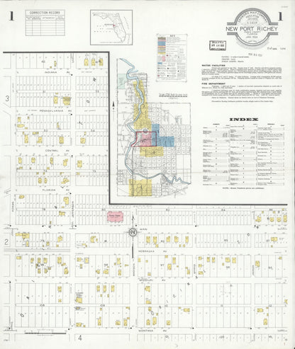 Sanborn Fire Insurance Map from New Port Richey, Pasco County, Florida (1933), Sheet #0001 - Historic Sanborn Fire Insurance Map Print, vintage old map wall art, antique decor, genealogy gift, Florida Florida map